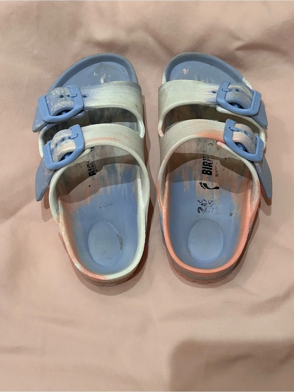 Birkenstock Arizona Essentials Sandals EVA Multi Coral Blue - Girls Size 8